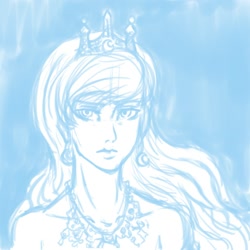 Size: 700x700 | Tagged: safe, artist:mrs1989, princess luna, earring, humanized, simple background, sketch, solo