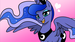 Size: 1920x1080 | Tagged: safe, artist:johnjoseco, princess luna, alicorn, pony, april fools, female, heart, lunaughty, lusty luna, mare, open mouth, role reversal, solo, wallpaper