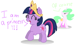 Size: 660x440 | Tagged: safe, artist:zoevulpez, princess celestia, twilight sparkle, alicorn, pony, accessory swap, cute, dialogue, female, filly, filly twilight sparkle, hilarious in hindsight, twiabetes, twilight wants to be a princess, younger