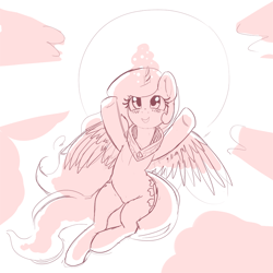 Size: 900x900 | Tagged: safe, artist:mewball, princess celestia, alicorn, pony, backlighting, cute, cutelestia, magic, monochrome, solo, sun