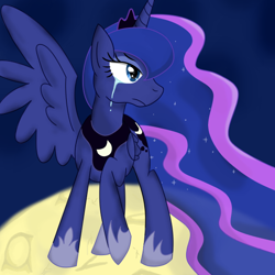 Size: 600x600 | Tagged: artist needed, safe, princess luna, alicorn, pony, crying, pixiv, solo