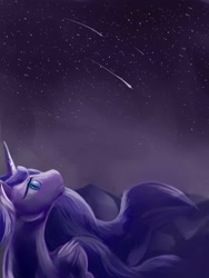 Size: 3000x4000 | Tagged: safe, artist:viwrastupr, princess luna, alicorn, pony, night, shooting star, solo