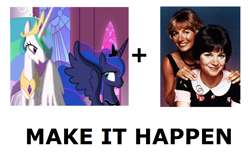 Size: 1120x739 | Tagged: safe, princess celestia, princess luna, alicorn, pony, exploitable meme, laverne & shirley, make it happen, meme