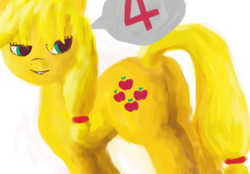 Size: 1172x818 | Tagged: safe, artist:trixsun, applejack, earth pony, pony, 4, plot, solo, the ass was fat