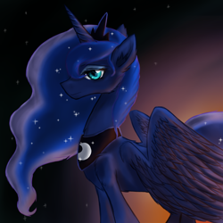 Size: 2000x2000 | Tagged: safe, artist:cindry-adopts, princess luna, alicorn, pony, female, gradient background, horn, mare, solo