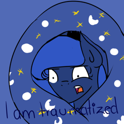 Size: 500x500 | Tagged: safe, artist:erikagaga, princess luna, alicorn, pony, blanket, scared, solo