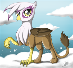 Size: 1639x1527 | Tagged: safe, artist:the-butch-x, derpibooru import, gilda, griffon, cloud, cloudy, solo