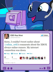 Size: 563x769 | Tagged: safe, princess luna, exploitable meme, gamer luna, tv meme, twitter