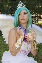 Size: 500x750 | Tagged: safe, artist:hollygloha, princess celestia, human, cosplay, irl, irl human, photo, solo