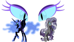 Size: 1600x918 | Tagged: safe, idw, nightmare moon, nightmare rarity, princess luna, alicorn, pony, spoiler:comic, duality, nightmare grayity, self ponidox