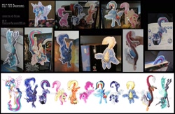 Size: 2001x1307 | Tagged: safe, artist:sysirauta, applejack, derpy hooves, discord, fluttershy, pinkie pie, princess celestia, princess luna, queen chrysalis, rainbow dash, rarity, twilight sparkle, alicorn, changeling, changeling queen, earth pony, pegasus, pony, unicorn, book, bookmark, female, mane six, mare, photo