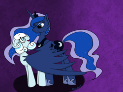 Size: 1024x768 | Tagged: safe, artist:precelx3. oc, princess luna, oc, oc:snowdrop, alicorn, pegasus, pony