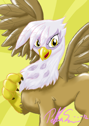 Size: 2424x3401 | Tagged: safe, artist:shellshockedorange, derpibooru import, gilda, griffon, solo