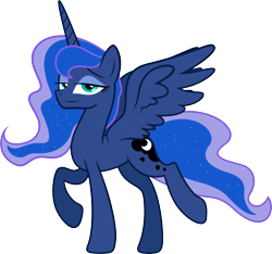 Size: 6109x5706 | Tagged: dead source, safe, artist:kp-shadowsquirrel, artist:quanno3, princess luna, alicorn, pony, absurd resolution, lidded eyes, missing accessory, simple background, smug, solo, transparent background, vector