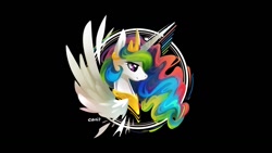 Size: 1366x768 | Tagged: safe, artist:cenit-v, princess celestia, alicorn, pony, solo, wallpaper