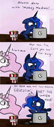 Size: 1280x2985 | Tagged: safe, artist:talludde, princess celestia, princess luna, alicorn, pony, ask, ask the princess of night, comic, crossover, gamer luna, princess molestia, tumblr