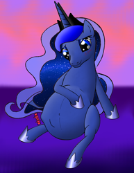 Size: 928x1200 | Tagged: safe, artist:ccgdragon2, princess luna, alicorn, pony, belly, pregnant, solo