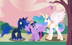 Size: 1600x1000 | Tagged: safe, artist:brony-artisan, princess celestia, princess luna, twilight sparkle, twilight sparkle (alicorn), alicorn, pony, crown, vector