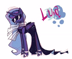 Size: 3617x2962 | Tagged: safe, artist:holivi, princess luna, alicorn, pony, clothes, dress, solo, sunglasses