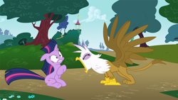 Size: 1280x720 | Tagged: safe, artist:kwark85, derpibooru import, edit, gilda, twilight sparkle, griffon