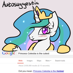 Size: 500x500 | Tagged: safe, artist:slavedemorto, princess celestia, alicorn, pony, :3, autocomplete, blushing, cute, cutelestia, ethereal mane, google, looking at you, pun, smiling, solo, starry mane, truth