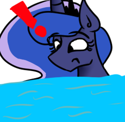 Size: 262x256 | Tagged: safe, princess luna, alicorn, pony, ask, exclamation point, female, mare, simple background, solo, tumblr, water, white background