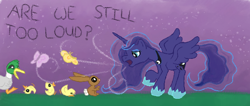 Size: 618x263 | Tagged: safe, artist:pegasus-sqveel, princess luna, alicorn, pony, critters, female, horn, mare, solo