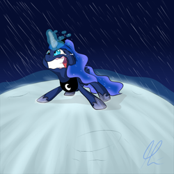 Size: 1700x1700 | Tagged: safe, artist:lolepopenon, princess luna, alicorn, pony, faic, magic, moon, moon work, riding, solo