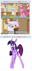 Size: 253x567 | Tagged: safe, derpibooru import, gilda, pinkie pie, twilight sparkle, earth pony, griffon, pony, exploitable meme, juxtaposition, juxtaposition win