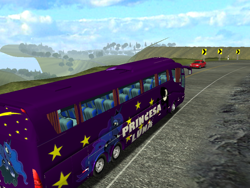 Size: 800x600 | Tagged: safe, artist:rodriguez, princess luna, alicorn, pony, 18 wos haulin, bus, mod bus