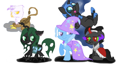 Size: 1366x720 | Tagged: safe, artist:gummythemlpalligator, derpibooru import, gilda, king sombra, nightmare moon, queen chrysalis, trixie, alicorn, changeling, changeling queen, griffon, nymph, pony, unicorn, colt, colt sombra, cute, cutealis, female, filly, filly queen chrysalis, foal, gildadorable, male, moonabetes, nightmare woon, simple background, sombradorable, transparent background, younger