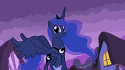 Size: 1063x595 | Tagged: safe, princess luna, alicorn, pony, reaction image, solo, twiface, wrong neighborhood