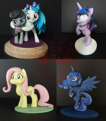 Size: 2090x2384 | Tagged: safe, artist:viistar, dj pon-3, fluttershy, octavia melody, princess luna, twilight sparkle, vinyl scratch, alicorn, earth pony, pegasus, pony, puffy cheeks, sculpture, toy, twilight snapple