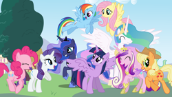 Size: 7680x4320 | Tagged: safe, artist:caboosinator, applejack, fluttershy, pinkie pie, princess cadance, princess celestia, princess luna, rainbow dash, rarity, twilight sparkle, twilight sparkle (alicorn), alicorn, earth pony, pegasus, pony, unicorn, absurd resolution, female, mane six, mare, vector