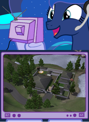 Size: 563x771 | Tagged: safe, princess luna, alicorn, pony, concentration camp, exploitable meme, gamer luna, the sims, tv meme