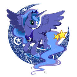Size: 700x700 | Tagged: safe, artist:jiayi, princess luna, alicorn, pony, moon, simple background, solo, stars, transparent background