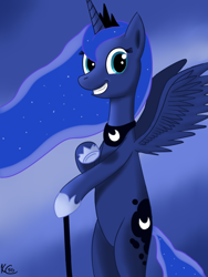 Size: 600x800 | Tagged: safe, artist:kingcobra50, princess luna, alicorn, pony, bipedal, cane, joseph ducreux, solo