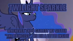 Size: 1136x640 | Tagged: safe, princess luna, alicorn, pony, female, horn, image macro, mare, solo, vice princess luna