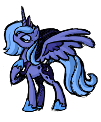 Size: 813x983 | Tagged: safe, artist:hexfloog, princess luna, alicorn, pony, bedroom eyes, raised hoof, s1 luna, simple background, solo, spread wings