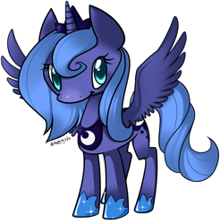 Size: 800x813 | Tagged: safe, artist:kuching-sama, princess luna, alicorn, pony, looking at you, s1 luna, simple background, solo