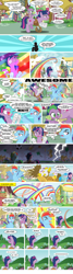 Size: 1180x4428 | Tagged: safe, artist:trotsworth, derpibooru import, barb, dusk shine, gilda, guilder, rainbow blitz, rainbow dash, spike, twilight sparkle, dragon, griffon, pegasus, pony, bhoa (comic), black eye, cast, comic, nerd, rainbow, rule 63, star wars, the simpsons, tornado