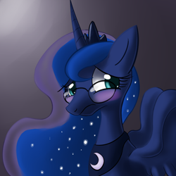 Size: 726x726 | Tagged: safe, artist:toshabi, princess luna, alicorn, pony, blushing, glasses, solo