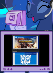 Size: 563x769 | Tagged: safe, princess luna, alicorn, pony, exploitable meme, gamer luna, transformers, tv meme