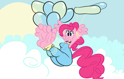 Size: 3065x1957 | Tagged: safe, artist:superyogtendo, pinkie pie, anthro, earth pony, pony, 4 toes, armpits, balloon, barefoot, big feet, breasts, feet, fetish, foot fetish, pinkie pies, tied