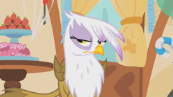 Size: 1023x574 | Tagged: safe, derpibooru import, screencap, gilda, griffon, griffon the brush off, annoyed, solo, unamused