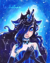 Size: 912x1136 | Tagged: safe, artist:yokokins, artist:youkai-yoko, princess luna, eared humanization, horned humanization, humanized, photo, solo