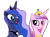 Size: 630x471 | Tagged: safe, artist:andreamelody, princess cadance, princess luna, alicorn, pony, grin, open mouth, simple background, transparent background, vector