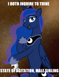 Size: 680x881 | Tagged: safe, princess luna, alicorn, pony, image macro, joseph ducreux, luna ducreux, meme, u mad, ye olde butcherede englishe, ye olde english