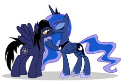 Size: 3000x2000 | Tagged: safe, artist:n0m1, princess luna, oc, oc:linds, alicorn, pony, canon x oc