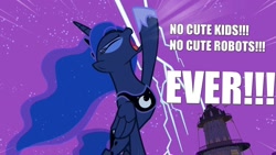 Size: 1280x720 | Tagged: safe, edit, edited screencap, screencap, princess luna, alicorn, pony, luna eclipsed, new writing policy, royal decree, solo, traditional royal canterlot voice